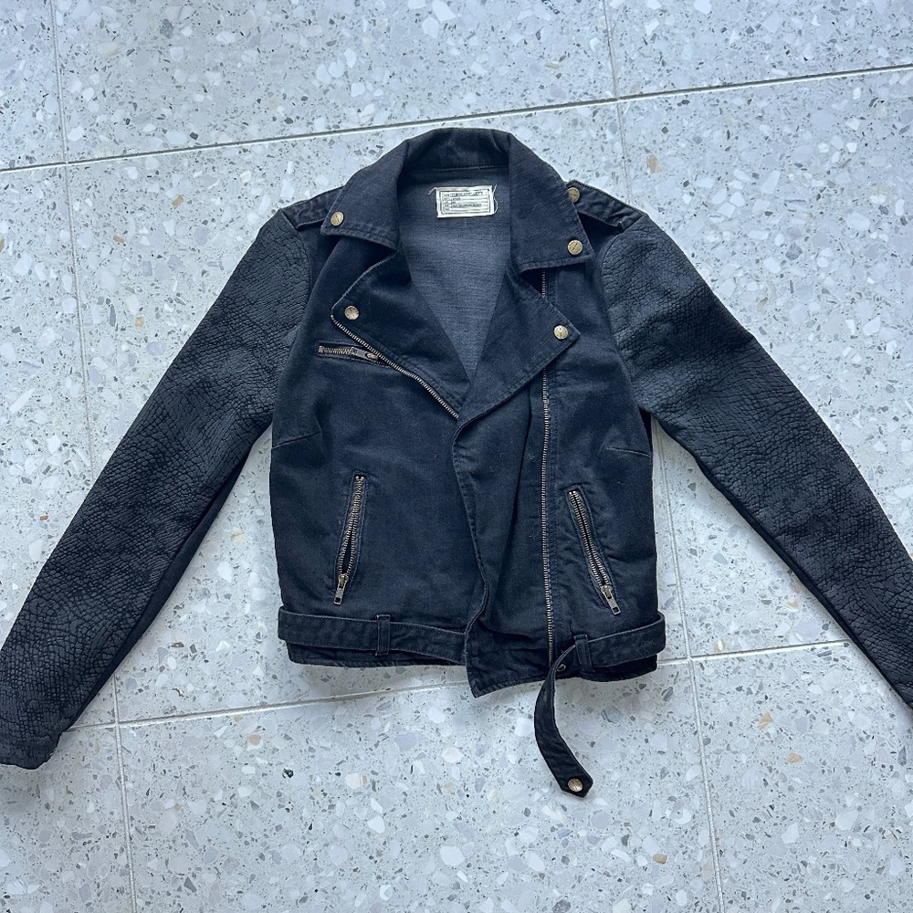 Current/Elliott Biker Jacket Denim Moto "Easy Biker"
